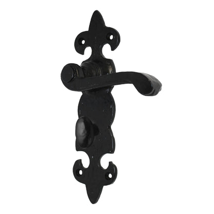 Marketplace JPG companion for Antique Fleur De Lys Black Door Handle Latch Lock Bathroom Handles
