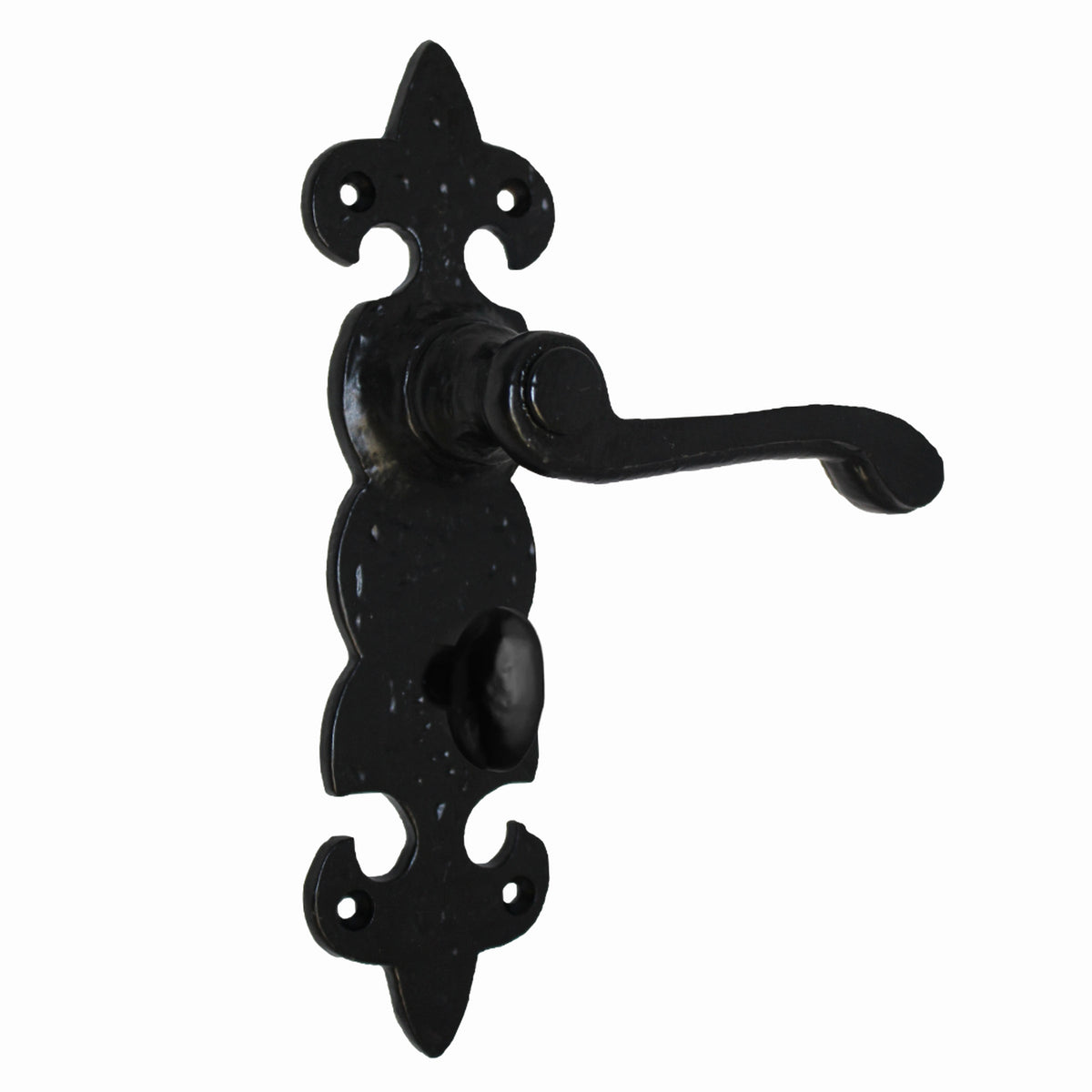 Marketplace JPG companion for Antique Fleur De Lys Black Door Handle Latch Lock Bathroom Handles