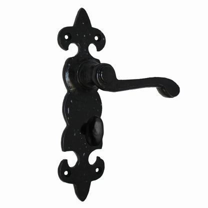 Marketplace JPG companion for Antique Fleur De Lys Black Door Handle Latch Lock Bathroom Handles