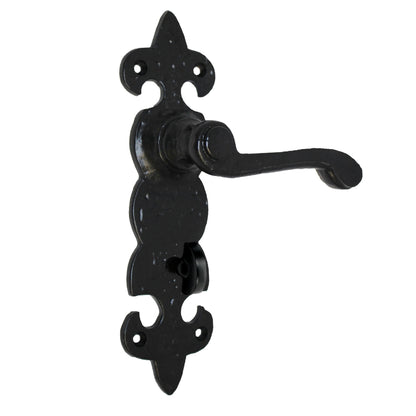 Marketplace JPG companion for Antique Fleur De Lys Black Door Handle Latch Lock Bathroom Handles