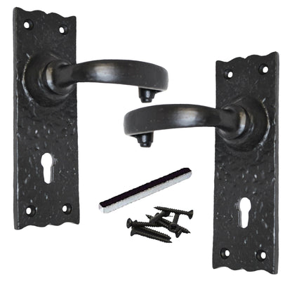 Marketplace JPG companion for Antique Black Cast Iron Door Handles Latch Lock Bathroom Vintage Cottage Country Handles