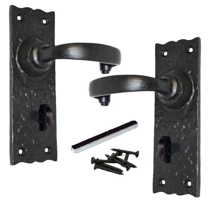Marketplace JPG companion for Antique Black Cast Iron Door Handles Latch Lock Bathroom Vintage Cottage Country Handles