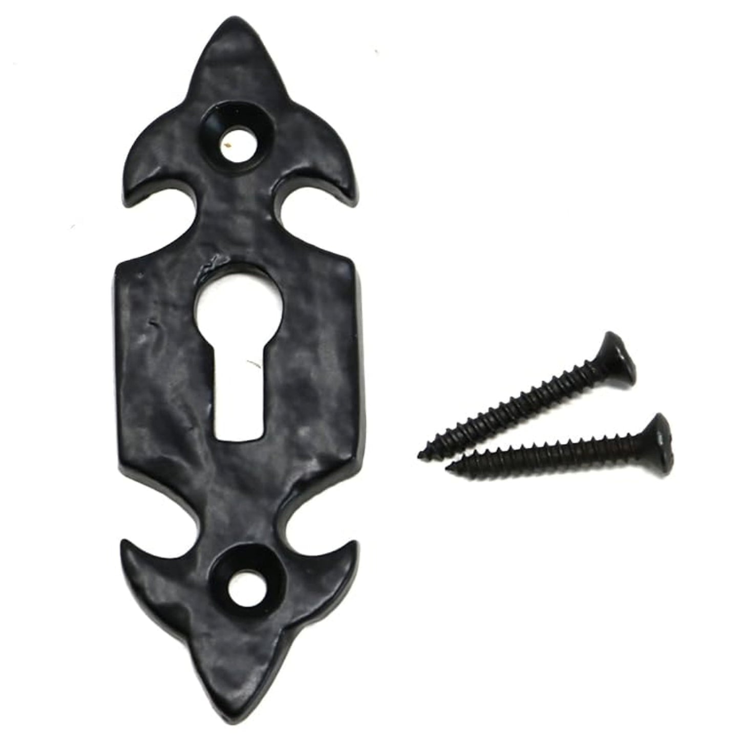 Marketplace JPG companion for Escutcheon Keyhole Black Cast Iron Cover Door Lock Accessory Fleur-De-Lys - 80mm