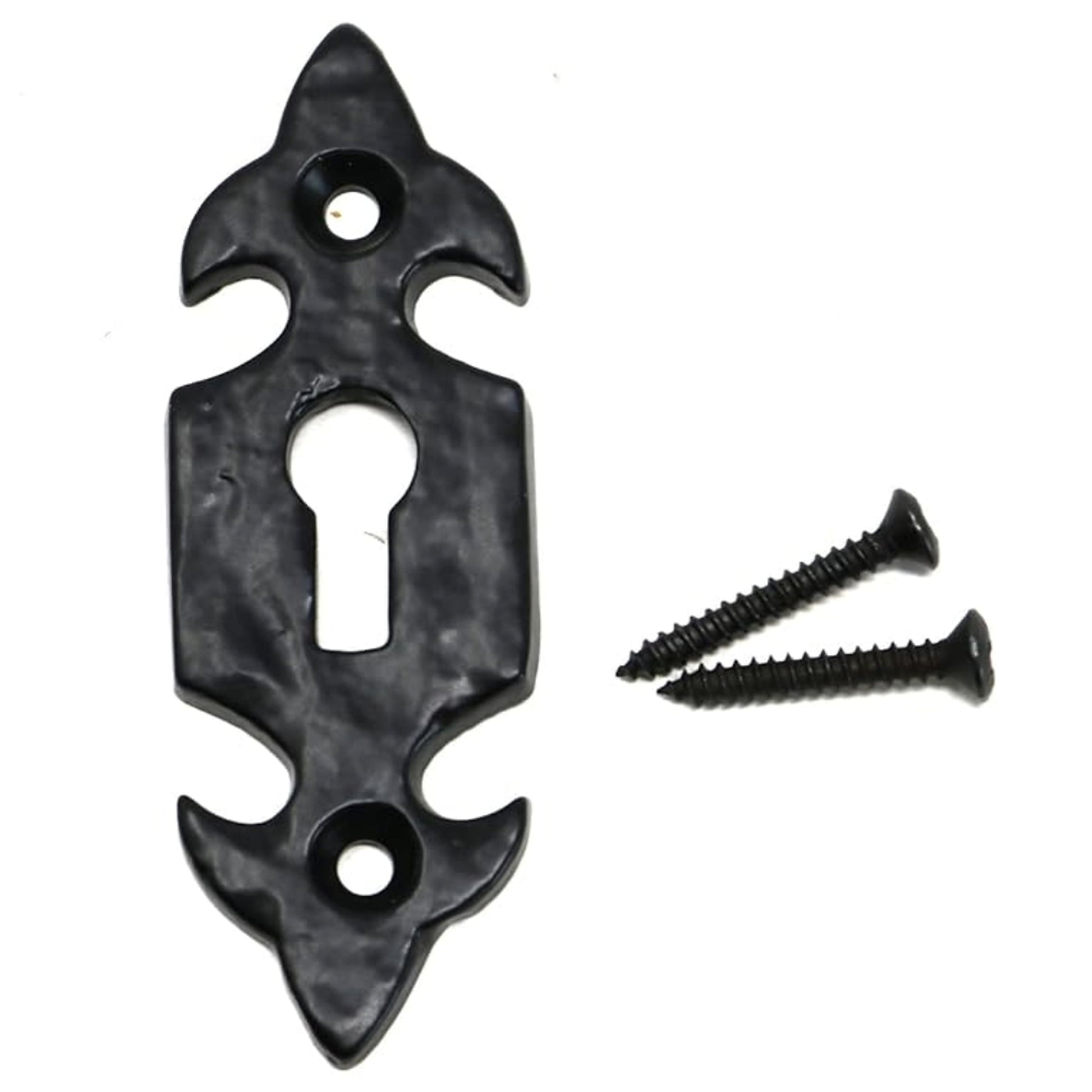 Marketplace JPG companion for Escutcheon Keyhole Black Cast Iron Cover Door Lock Accessory Fleur-De-Lys - 80mm