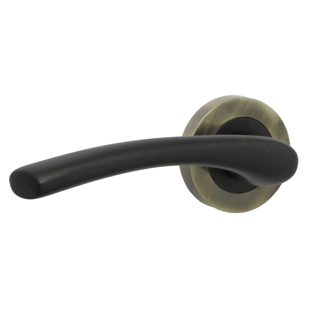 Zena Door Handle Modern Design Matt Black Lever on Antique Rose Internal Latch Handles