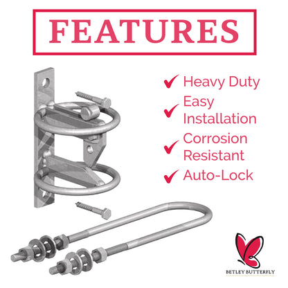 Marketplace JPG companion for Animal Safety Self-Locking Gate Catch Kit with D-Striker Galvanised