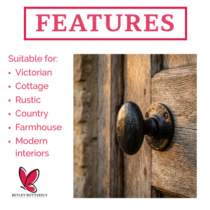 Marketplace JPG companion for Antique Black Oval Mortice Door Knob Set, Cast Iron Traditional Rustic Door Handles