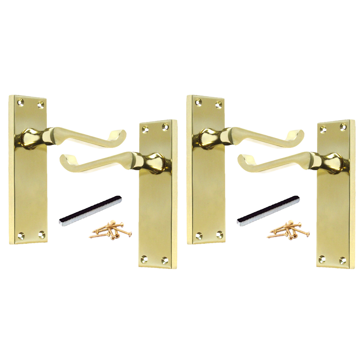 Multipack Door Handle Modern Victorian Scroll Handles 150mm Latch - Brass 1-8 Pairs
