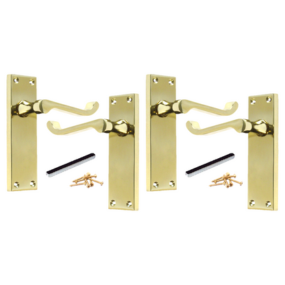 Multipack Door Handle Modern Victorian Scroll Handles 150mm Latch - Brass 1-8 Pairs