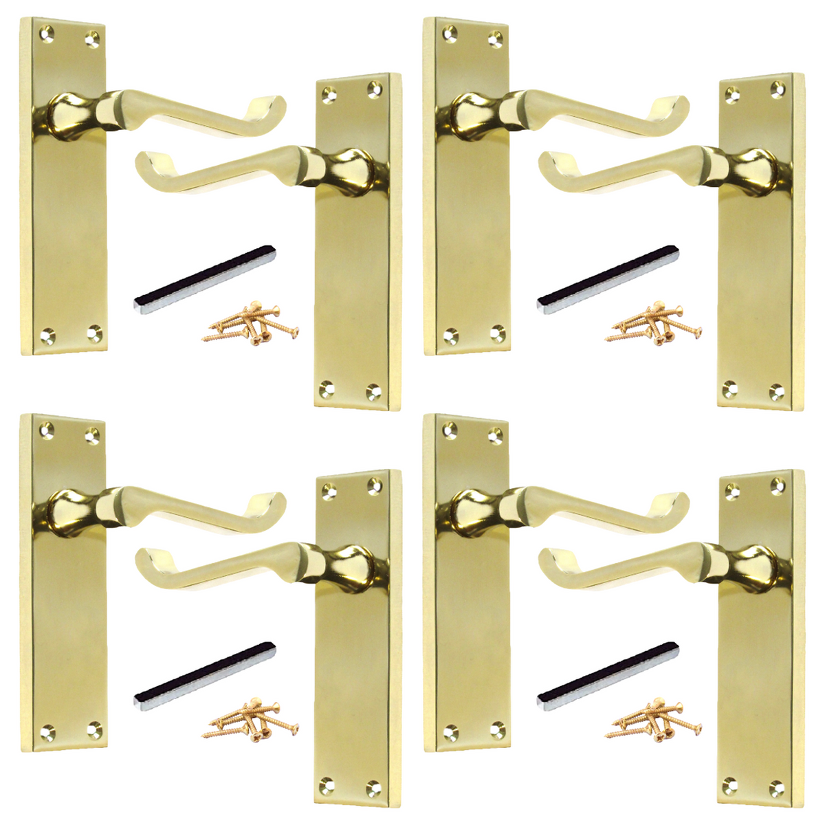Multipack Door Handle Modern Victorian Scroll Handles 150mm Latch - Brass 1-8 Pairs