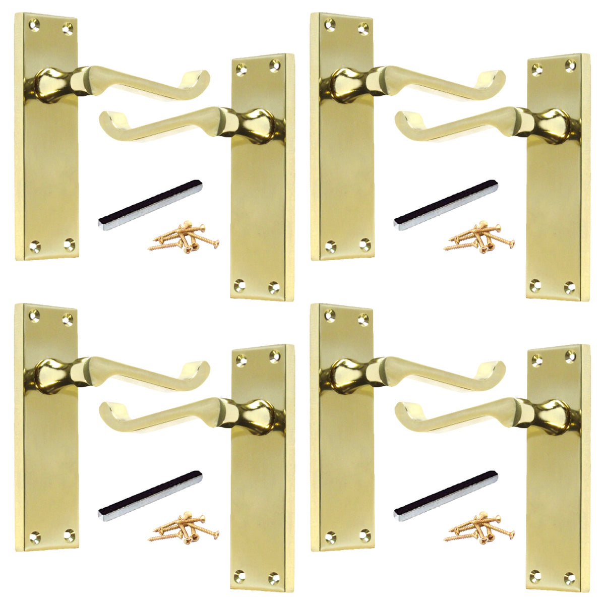 Marketplace JPG companion for Multipack Door Handle Modern Victorian Scroll Handles 150mm Latch - Brass 1-8 Pairs