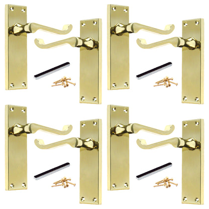 Marketplace JPG companion for Multipack Door Handle Modern Victorian Scroll Handles 150mm Latch - Brass 1-8 Pairs