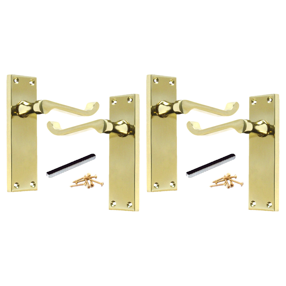 Marketplace JPG companion for Multipack Door Handle Modern Victorian Scroll Handles 150mm Latch - Brass 1-8 Pairs