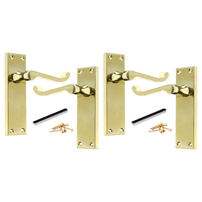 Marketplace JPG companion for Multipack Door Handle Modern Victorian Scroll Handles 150mm Latch - Brass 1-8 Pairs