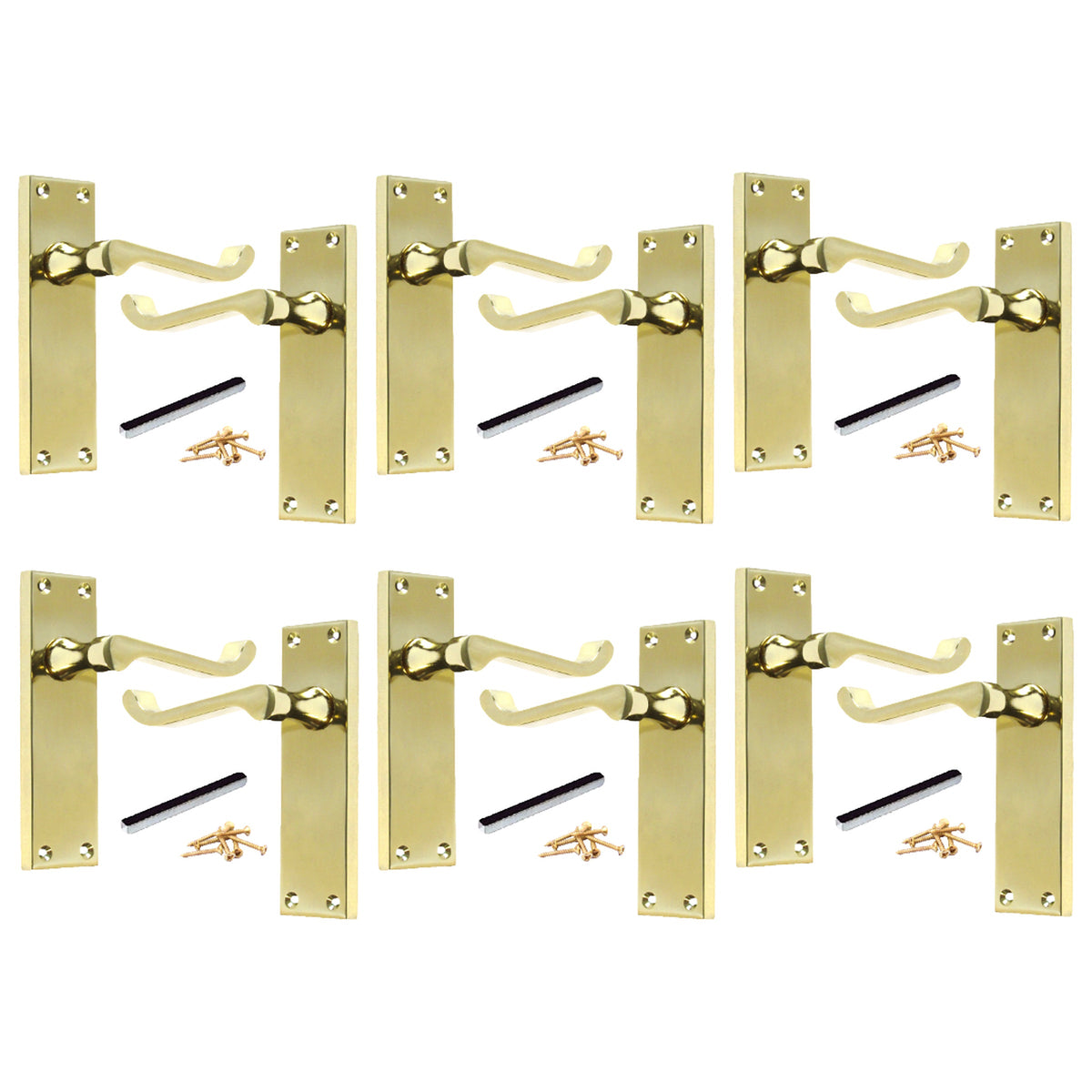 Marketplace JPG companion for Multipack Door Handle Modern Victorian Scroll Handles 150mm Latch - Brass 1-8 Pairs