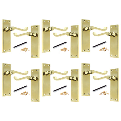 Marketplace JPG companion for Multipack Door Handle Modern Victorian Scroll Handles 150mm Latch - Brass 1-8 Pairs