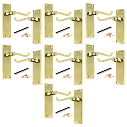 Marketplace JPG companion for Multipack Door Handle Modern Victorian Scroll Handles 150mm Latch - Brass 1-8 Pairs