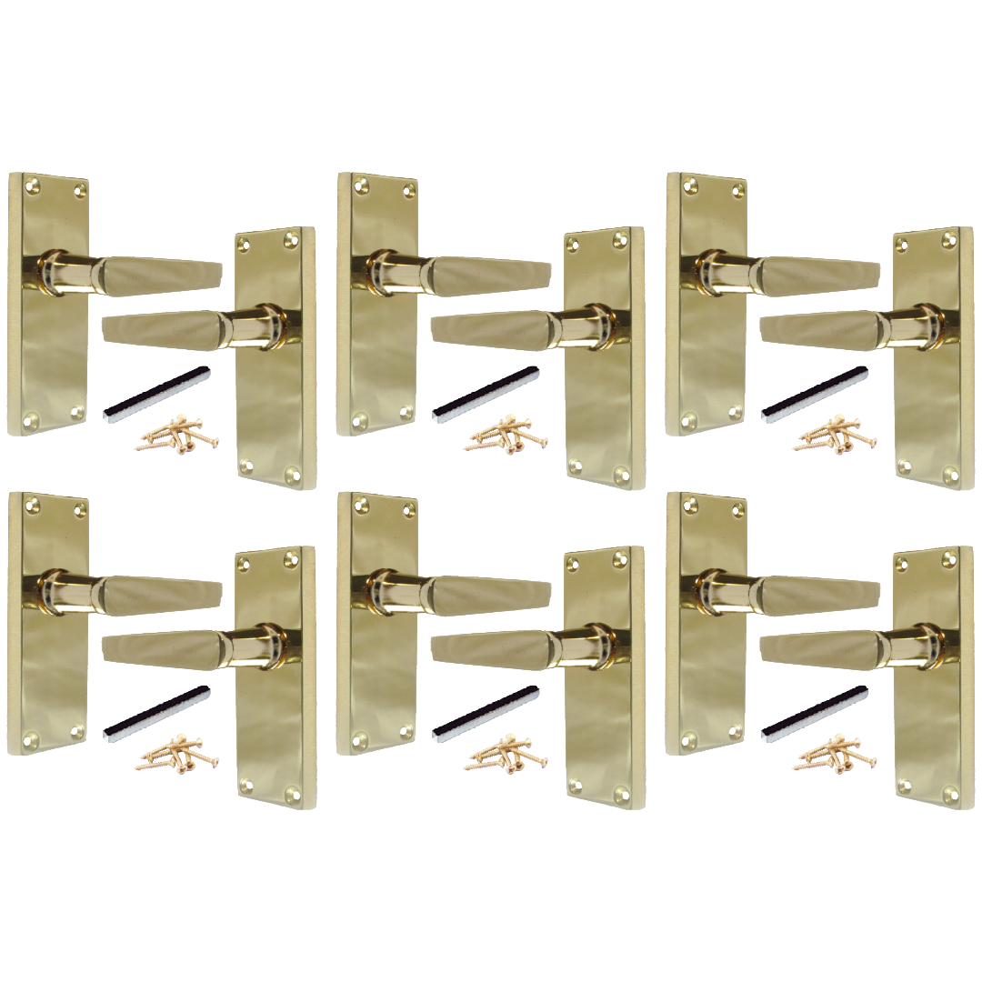 MULTIPACK Door Handles Victorian Straight Lever Latch - Brass 1/4/6 Pairs