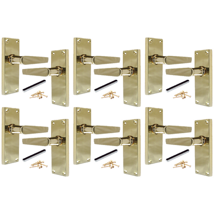 MULTIPACK Door Handles Victorian Straight Lever Latch - Brass 1/4/6 Pairs