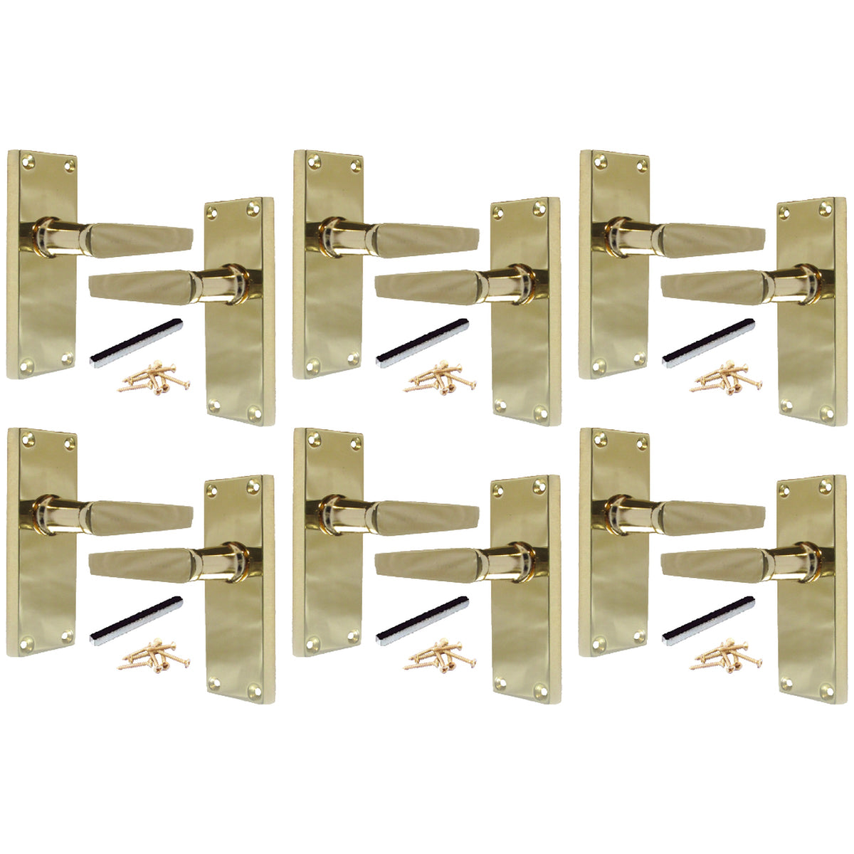 Marketplace JPG companion for Multipack Door Handles Victorian Straight Lever Latch - Brass 1/4/6 Pairs - 120mm X 42mm