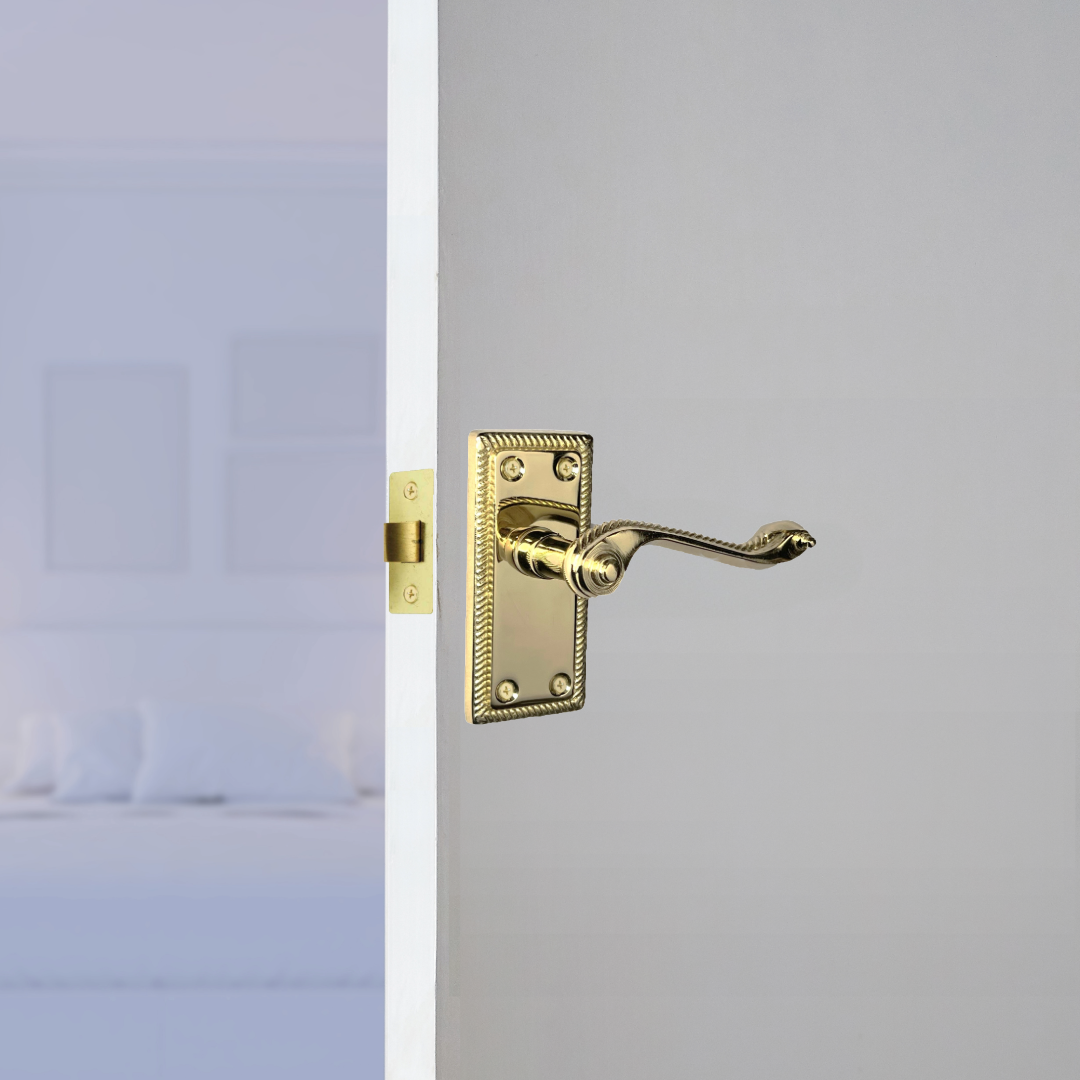 Poignées de porte chromées élégantes à levier géorgien avec bords cordés