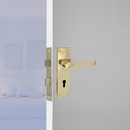 Door Handles Straight Lever Lock - Brass 150 x 40mm