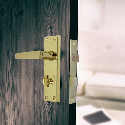 Door Handles Straight Bath Lock Handle - Brass 150 x 40mm