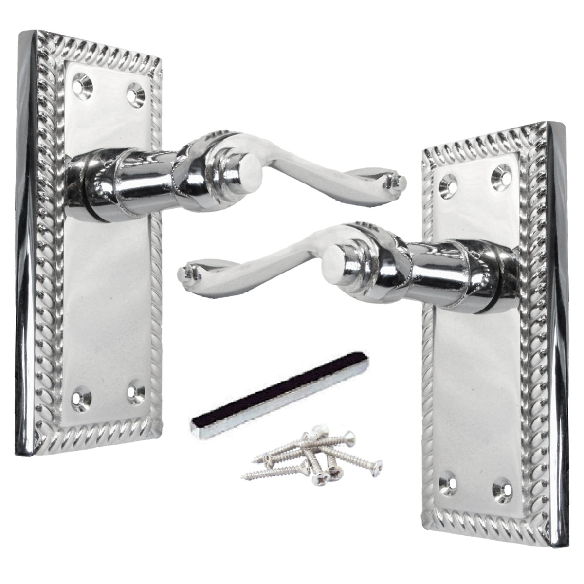 Marketplace JPG companion for Multipack Door Handles Georgian Lever Latch Roped Edge Chrome 1/4/6 Pairs - 8mm