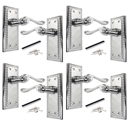 Marketplace JPG companion for Multipack Door Handles Georgian Lever Latch Roped Edge Chrome 1/4/6 Pairs - 8mm