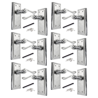 Marketplace JPG companion for Multipack Door Handles Georgian Lever Latch Roped Edge Chrome 1/4/6 Pairs - 8mm