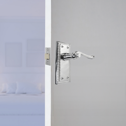 MULTIPACK Door Handles Georgian Lever Latch Roped Edge Chrome 1/4/6 Pairs