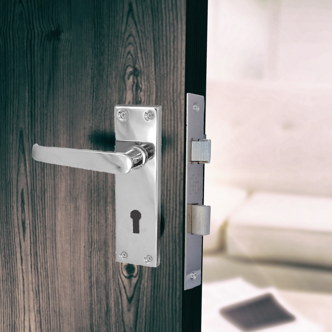 Poignées de porte intérieures et extérieures droites de style victorien moderne chromées