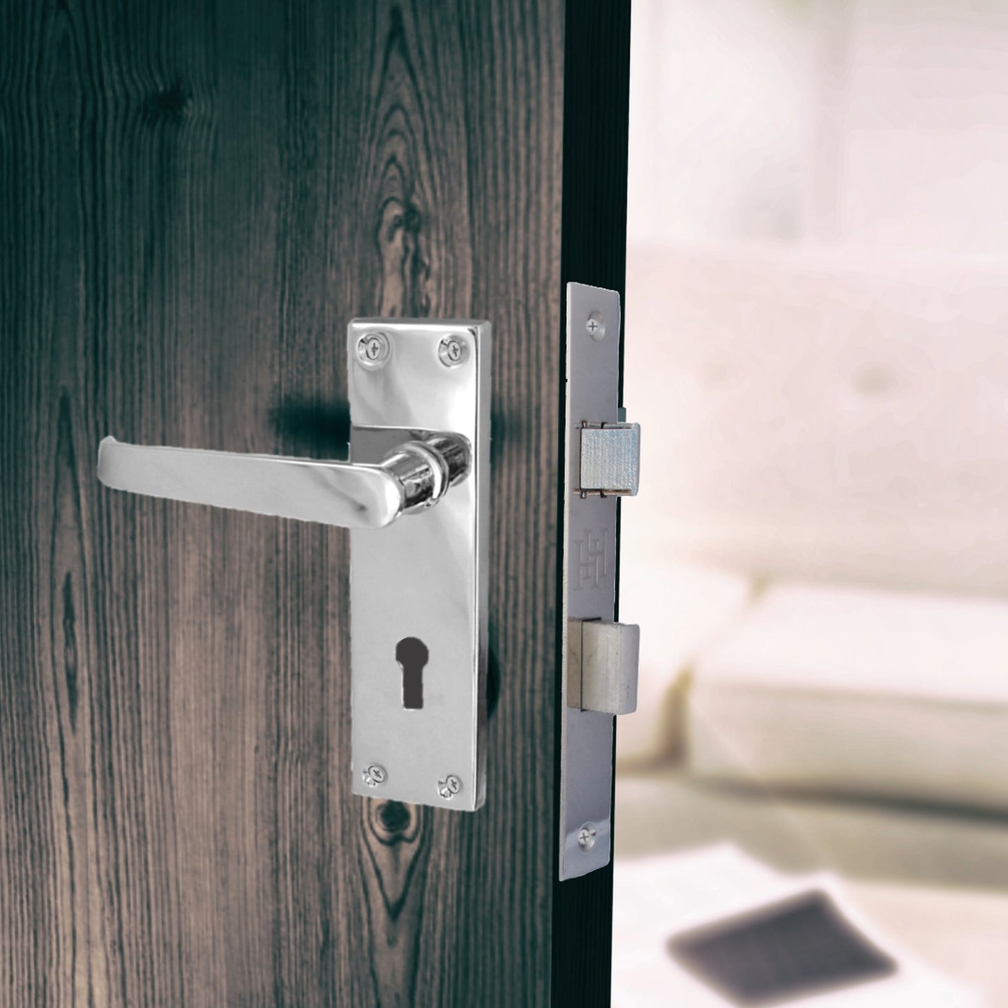 Marketplace JPG companion for Door Handles Straight Lever Lock Keys Hinge Set - Chrome 150 X 40mm - 3"