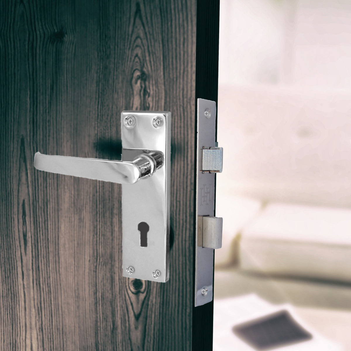 Marketplace JPG companion for Door Handles Straight Lever Lock Keys Hinge Set - Chrome 150 X 40mm - 3"