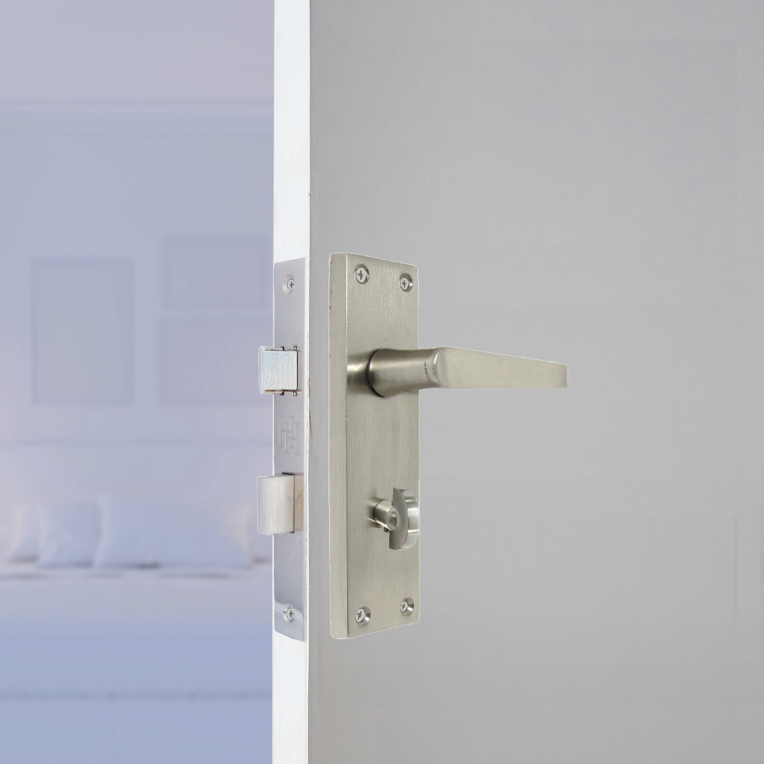 Door Handles Straight Bath Lock Handle - Satin 150 x 40mm