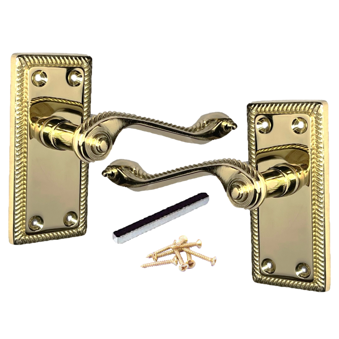 Poignées de porte chromées élégantes à levier géorgien avec bords cordés