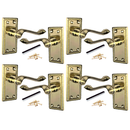 Marketplace JPG companion for Multipack Door Handles Georgian Lever Latch Roped Edge Brass 1/4/6 Pairs - 8mm