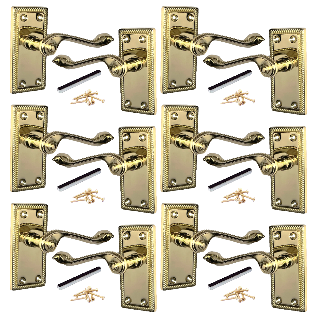 Poignées de porte chromées élégantes à levier géorgien avec bords cordés