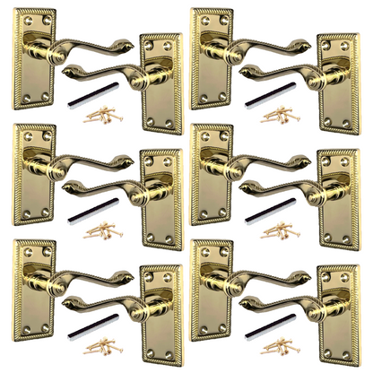 Poignées de porte chromées élégantes à levier géorgien avec bords cordés