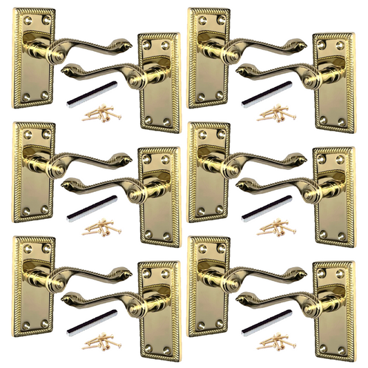 Poignées de porte chromées élégantes à levier géorgien avec bords cordés