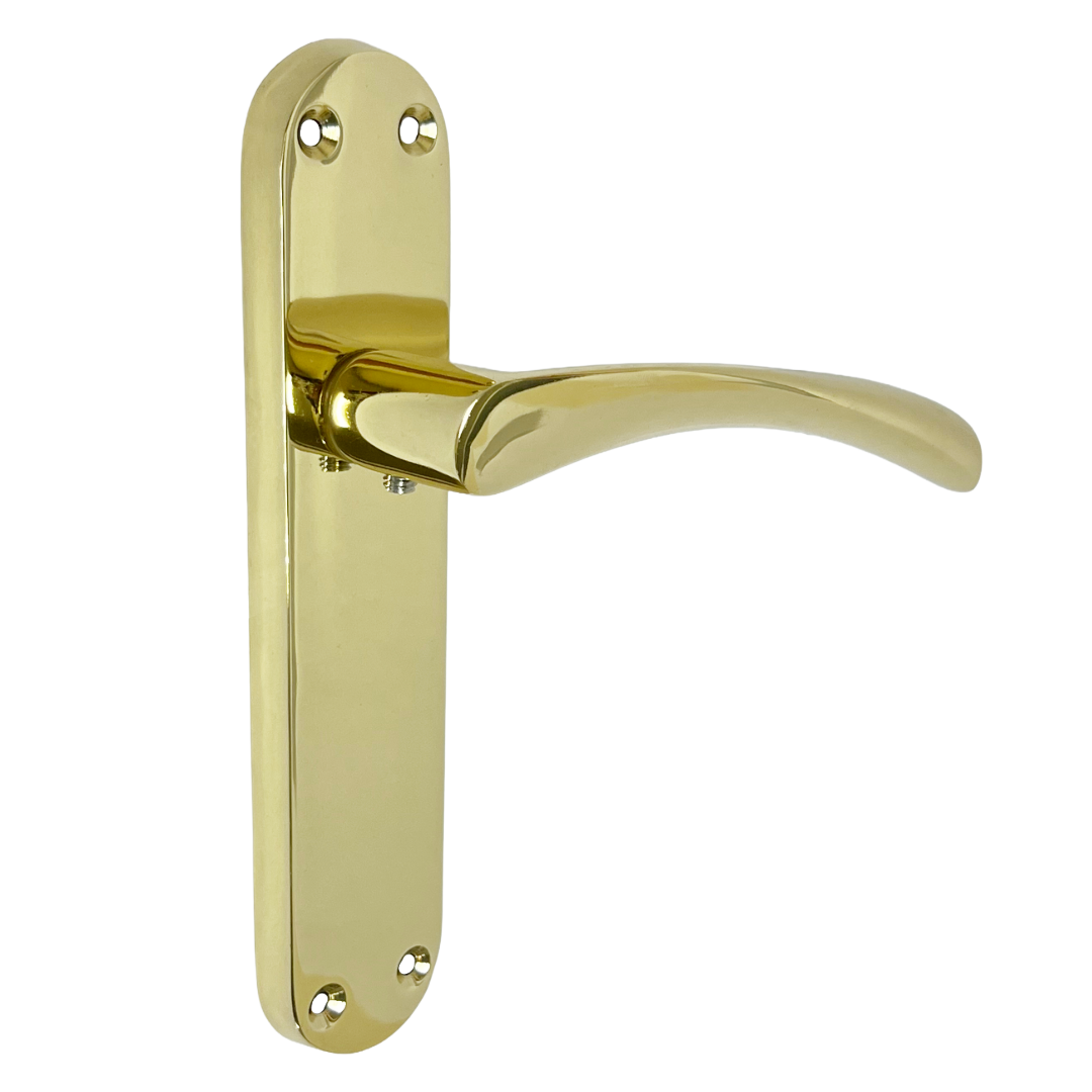 Monja Astrid Door Handles Arched Lever Polished Brass Latch