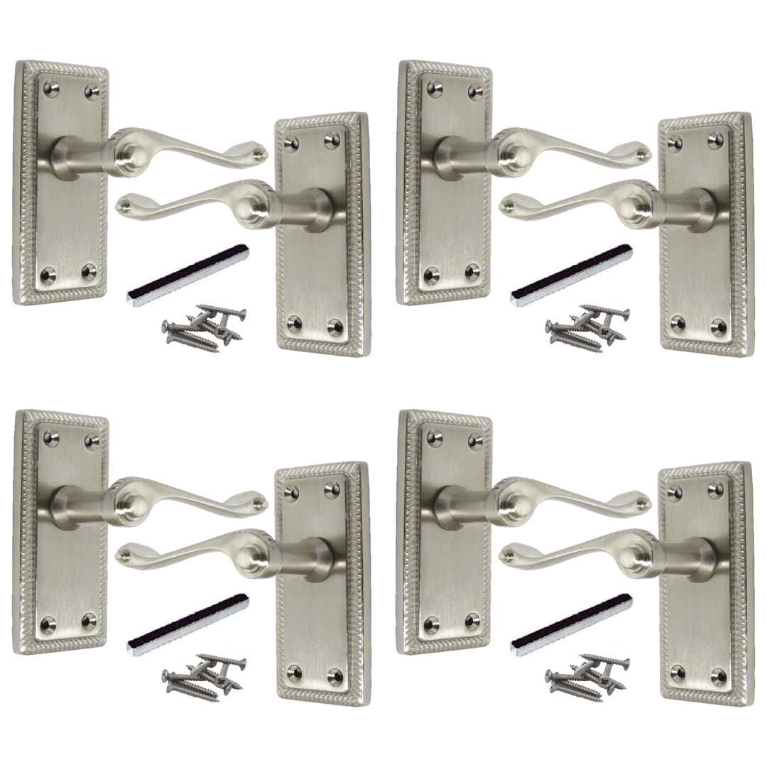 Poignées de porte chromées élégantes à levier géorgien avec bords cordés