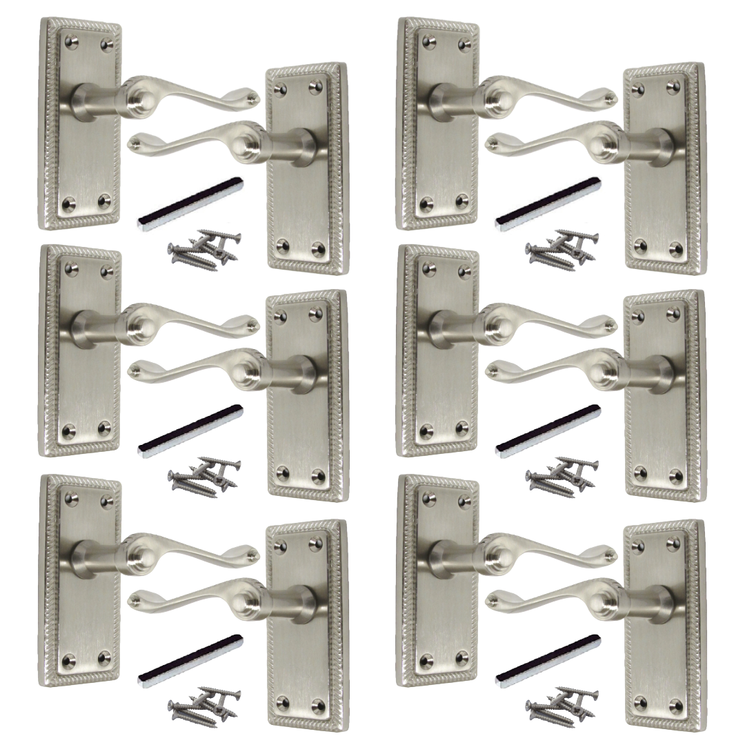 Poignées de porte chromées élégantes à levier géorgien avec bords cordés