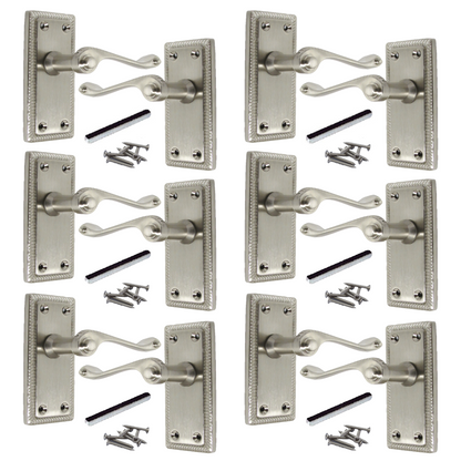 Poignées de porte chromées élégantes à levier géorgien avec bords cordés