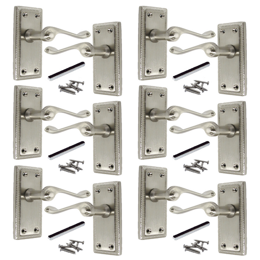 Poignées de porte chromées élégantes à levier géorgien avec bords cordés