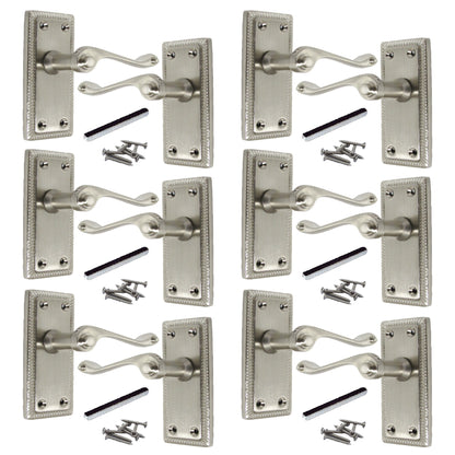 Marketplace JPG companion for Multipack Door Handles Georgian Lever Latch Roped Edge Satin 1/4/6 Pairs - 8mm