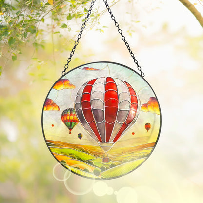 Tesco JPG version for Stained Glass Suncatcher Hot Air Balloon Hanging Round Orbit Garden Decoration - 48cm x 23cm