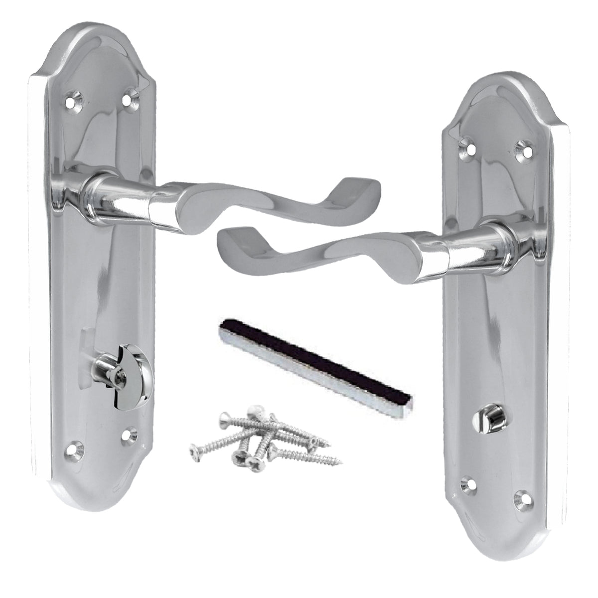 Marketplace JPG companion for Ashford Door Handle Bathroom Lock Scroll Lever - Chrome - 47mm