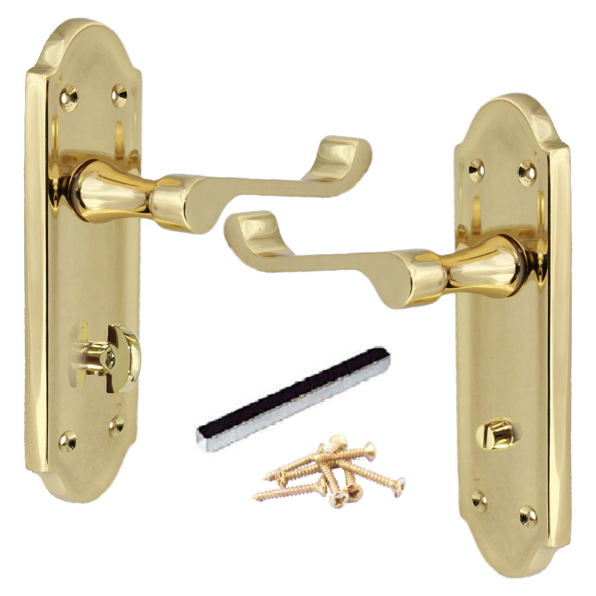 Marketplace JPG companion for Ashford Door Handle Bathroom Lock Scroll Lever - Polished Brass