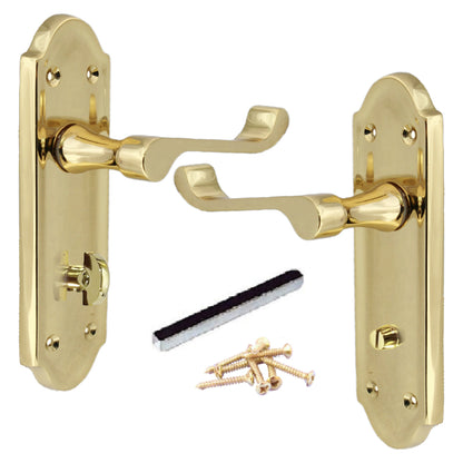 Marketplace JPG companion for Ashford Door Handle Bathroom Lock Scroll Lever - Polished Brass